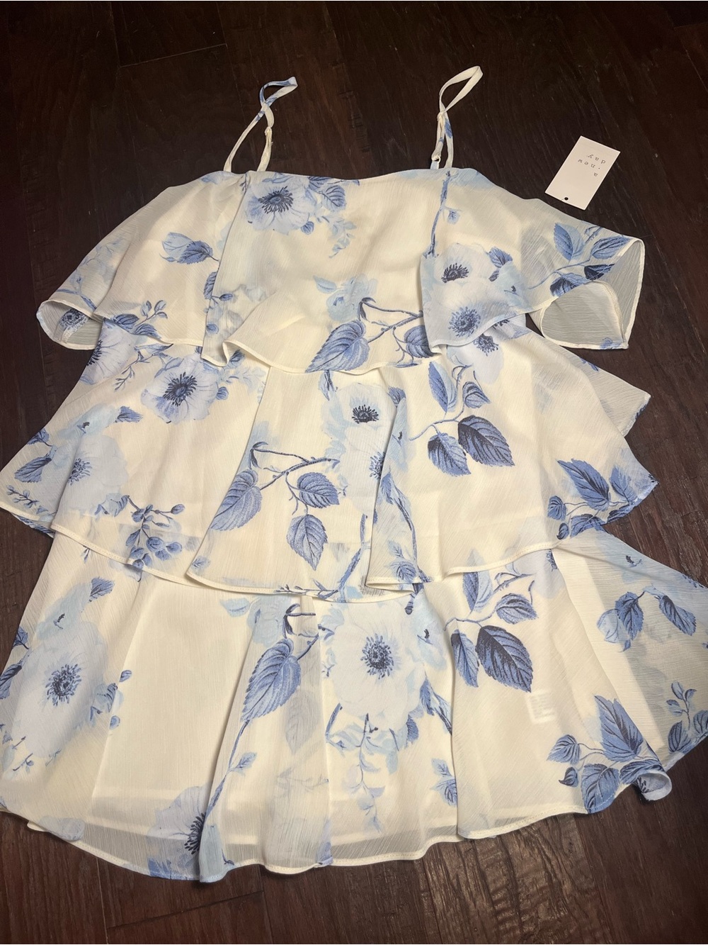 a new day Blue Floral Tiered Summer Dress